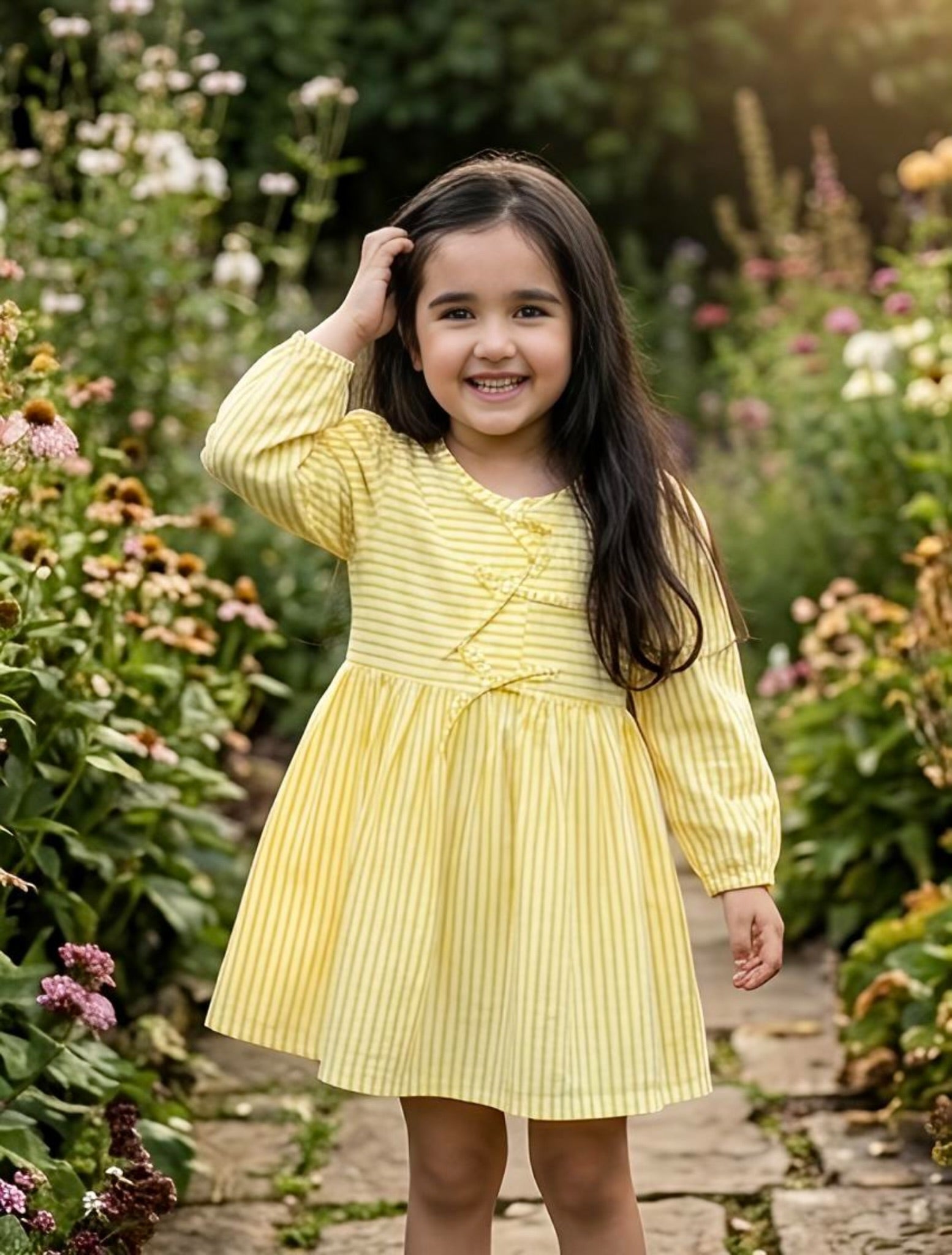 3 little bow dress- Yellow