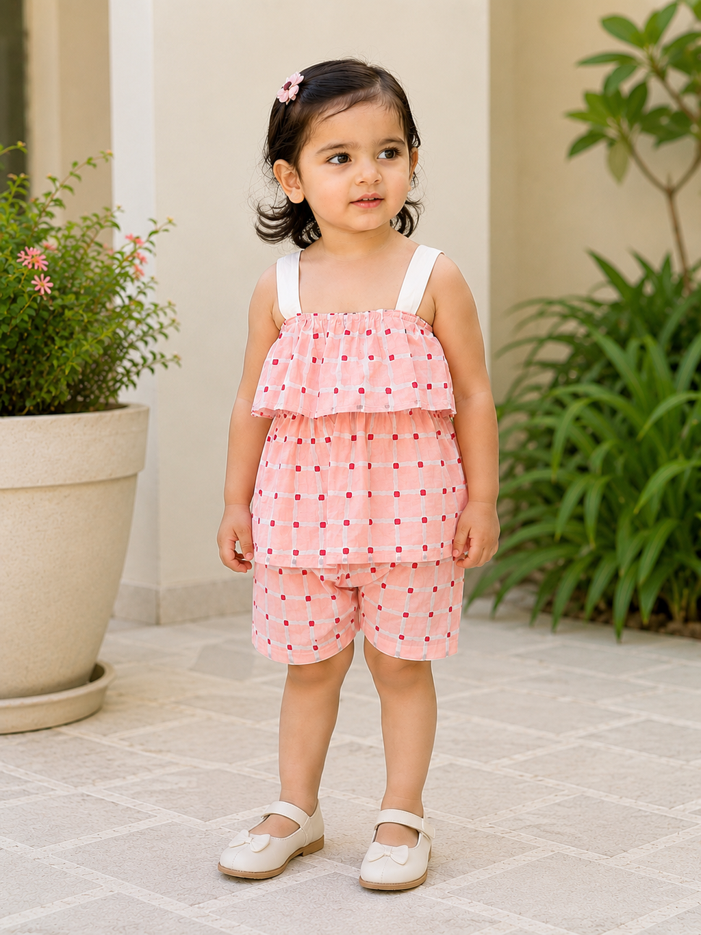 Rosy Check Frill Set