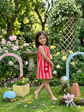 Hearts & Stripes Dress- Red/Peach