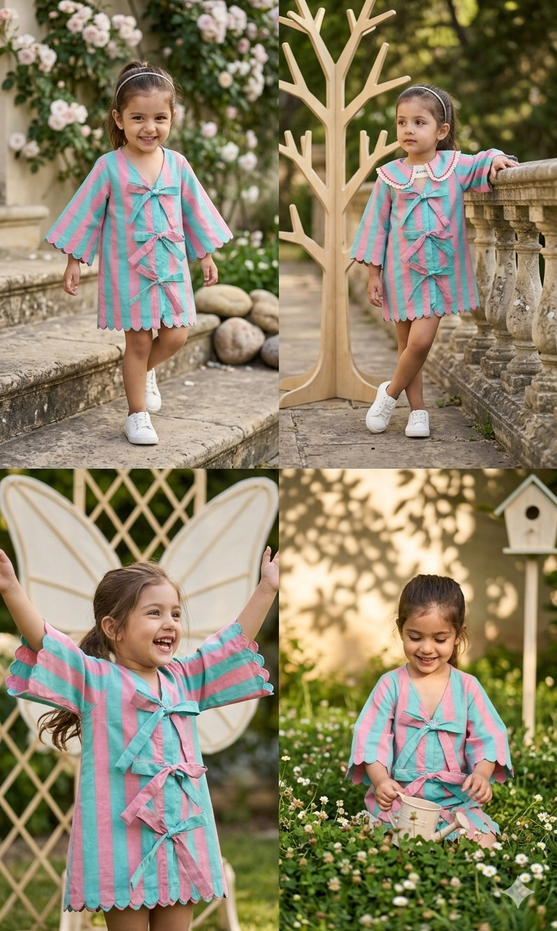 Pink & Blue cotton candy Stripes & Bows