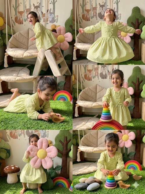 3 little bow dress- Mint Green