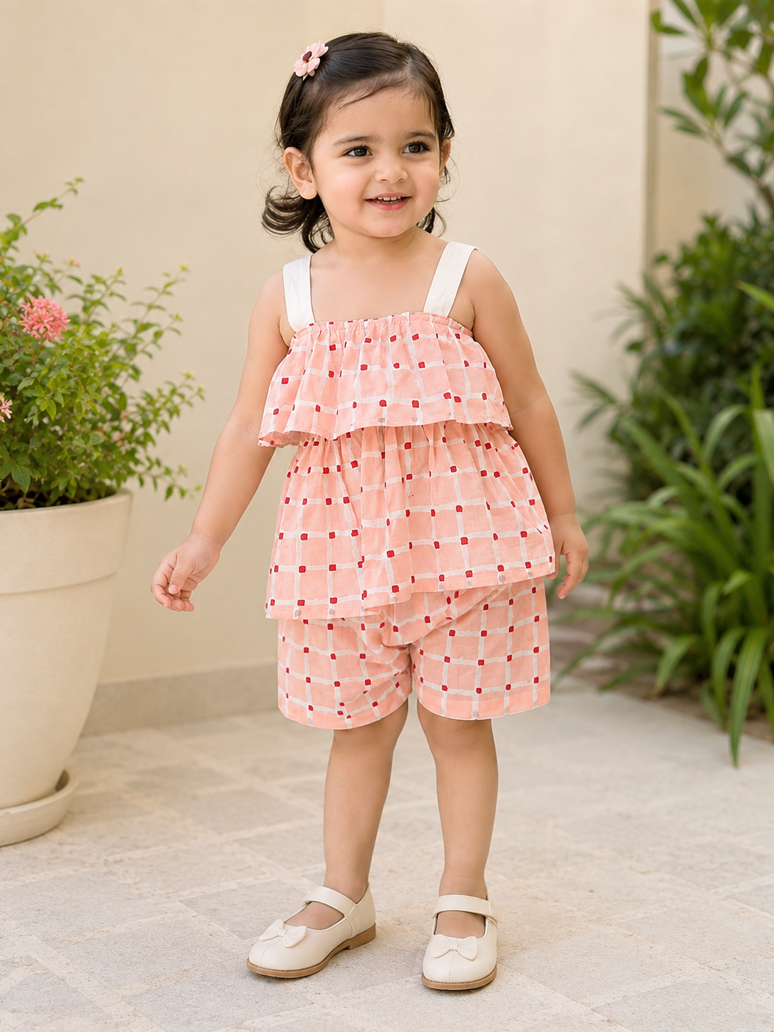 Rosy Check Frill Set