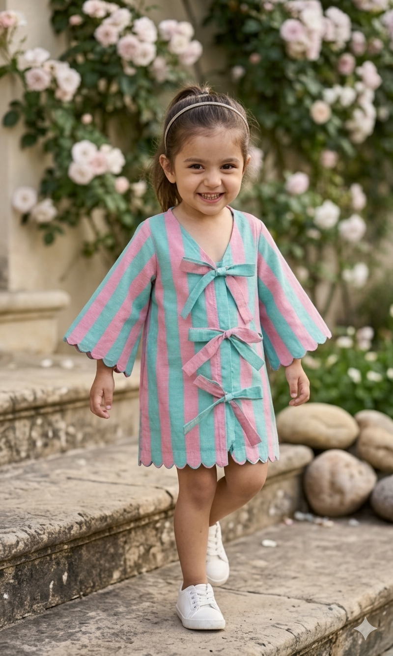 Pink & Blue cotton candy Stripes & Bows