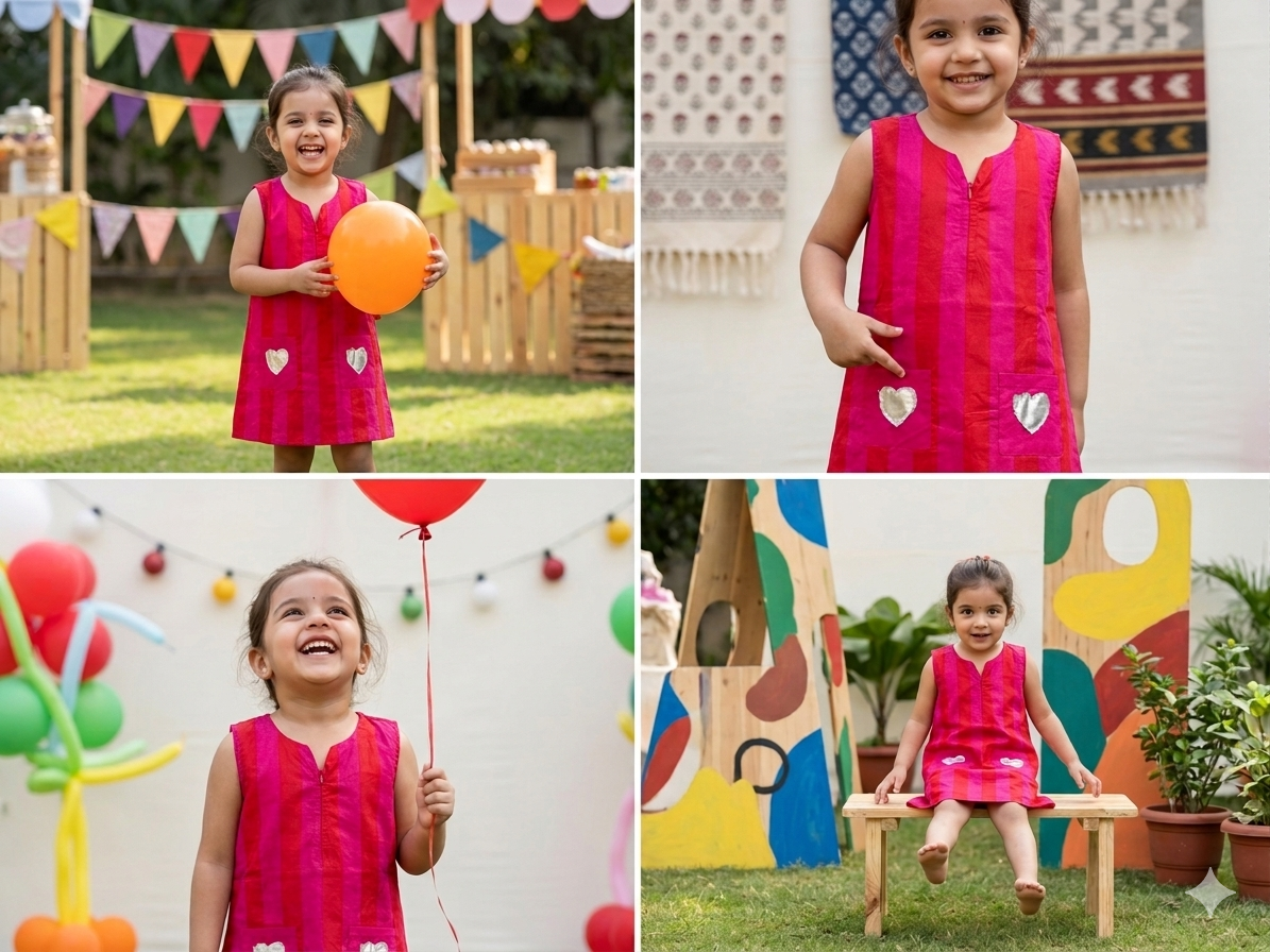 Hearts & Stripes Dress- Pink/Red