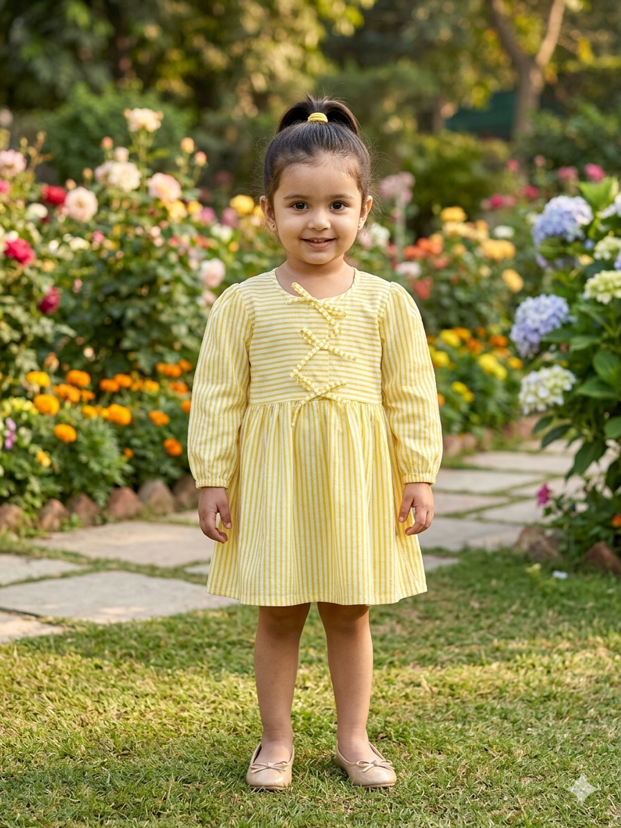 3 little bow dress- Yellow