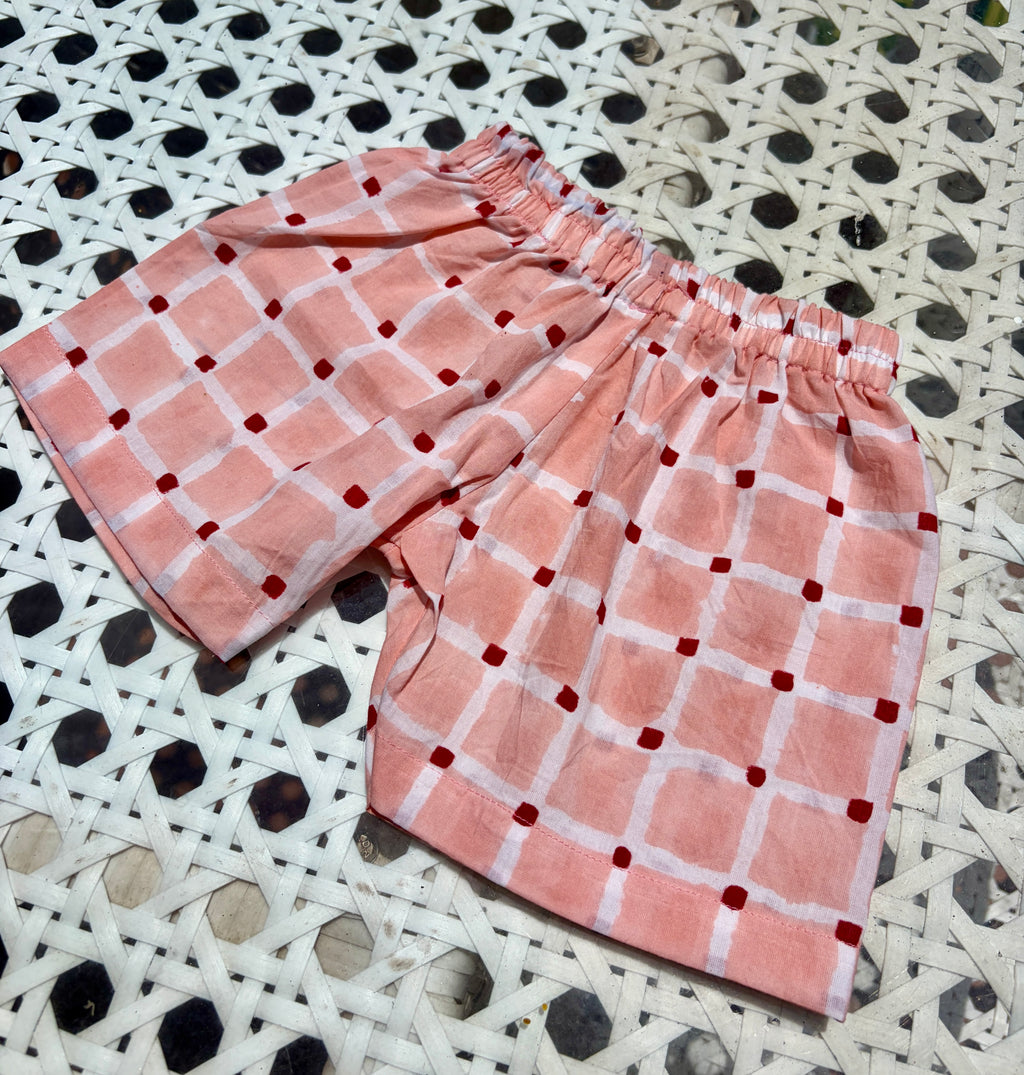 Blush Check Peplum Shorts