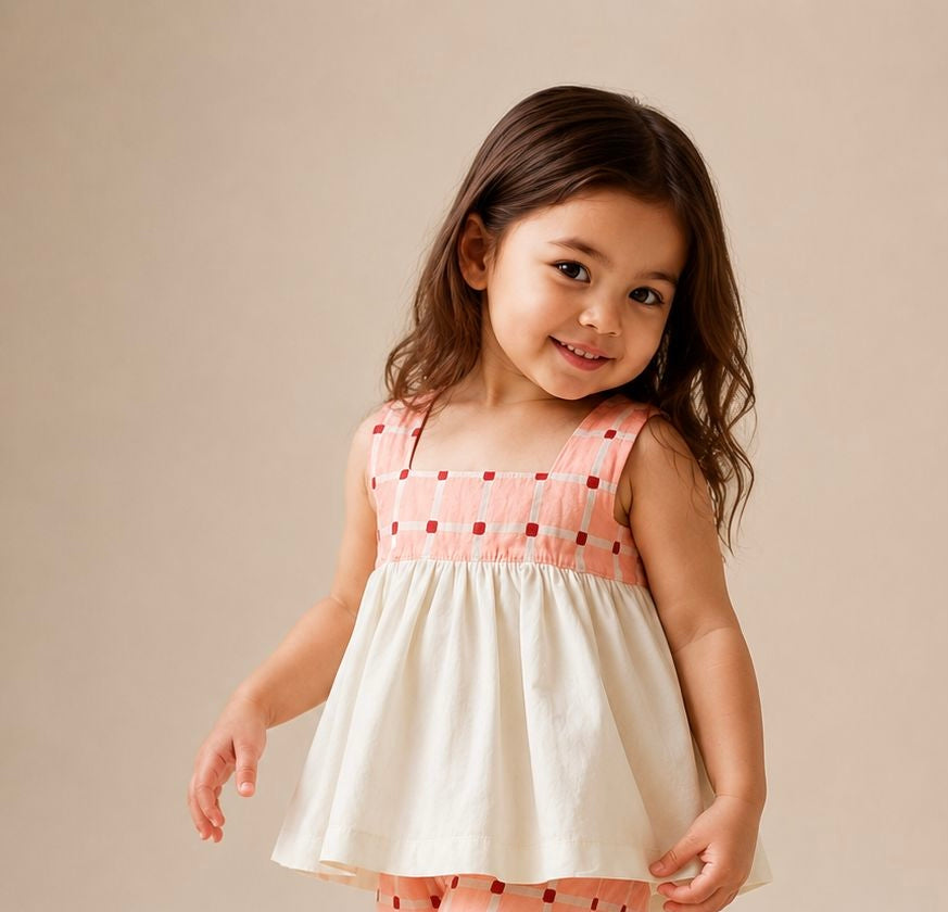 Blush Check Peplum Top