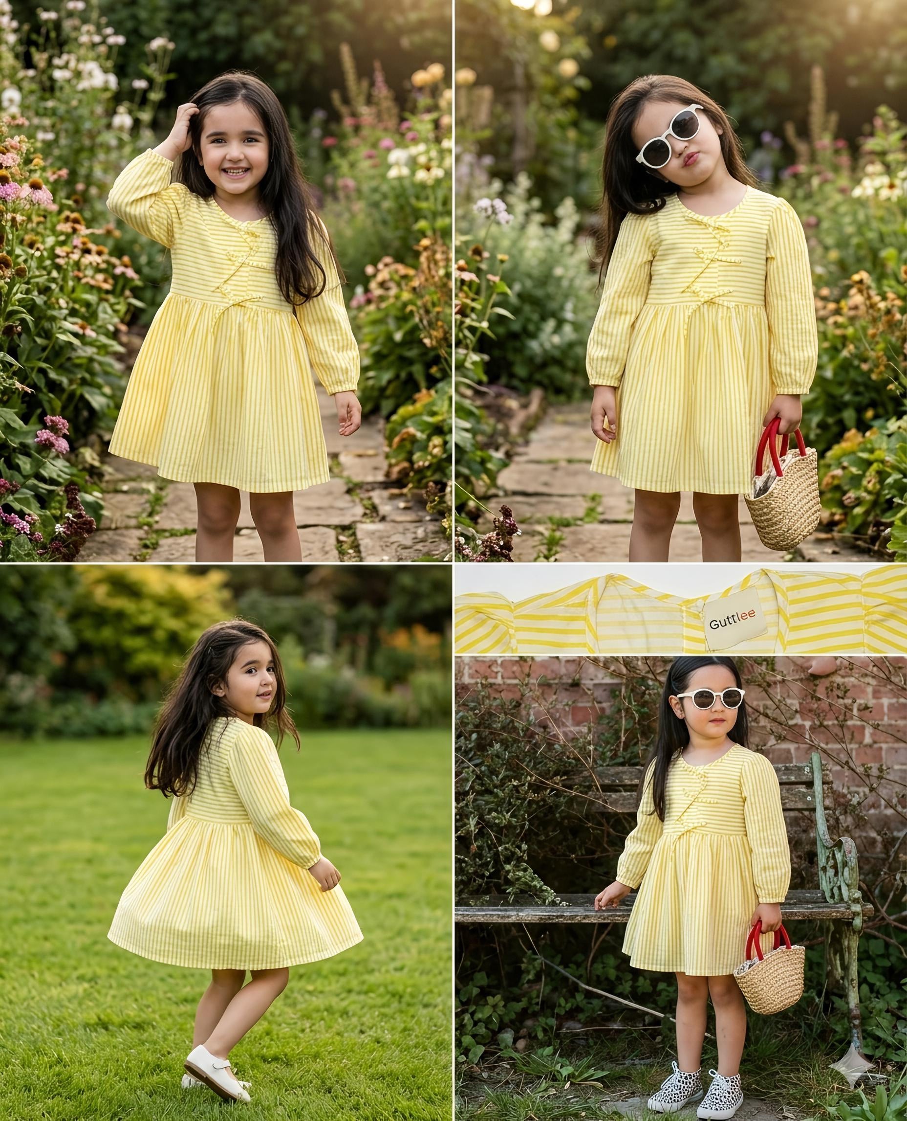 3 little bow dress- Yellow