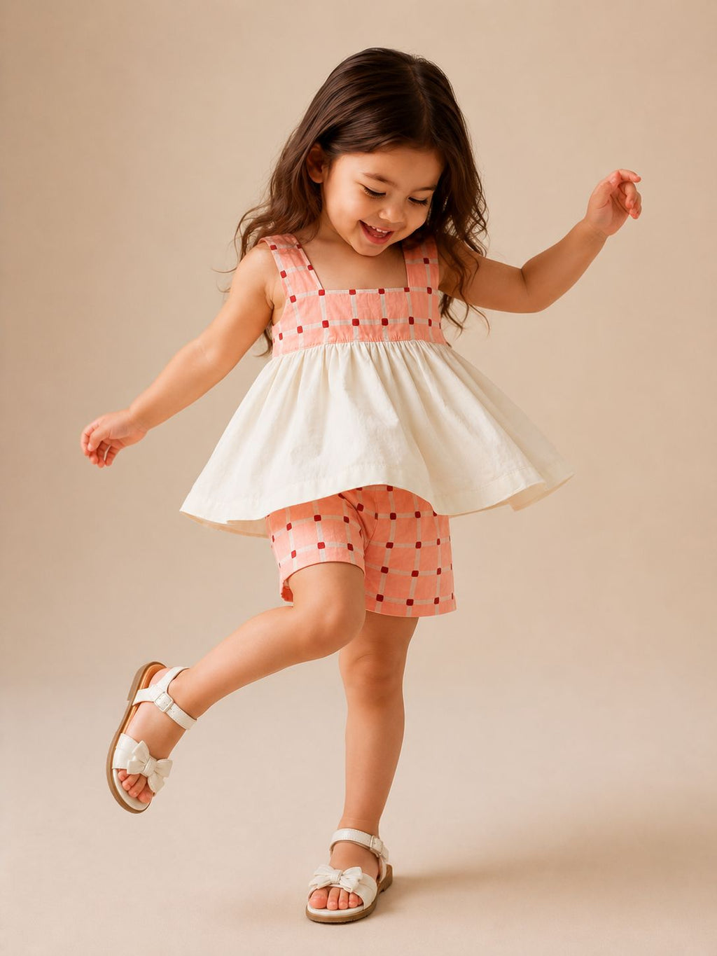 Blush Check Peplum Co-ord Set