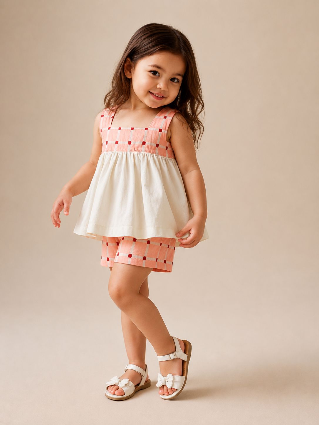 Blush Check Peplum Co-ord Set